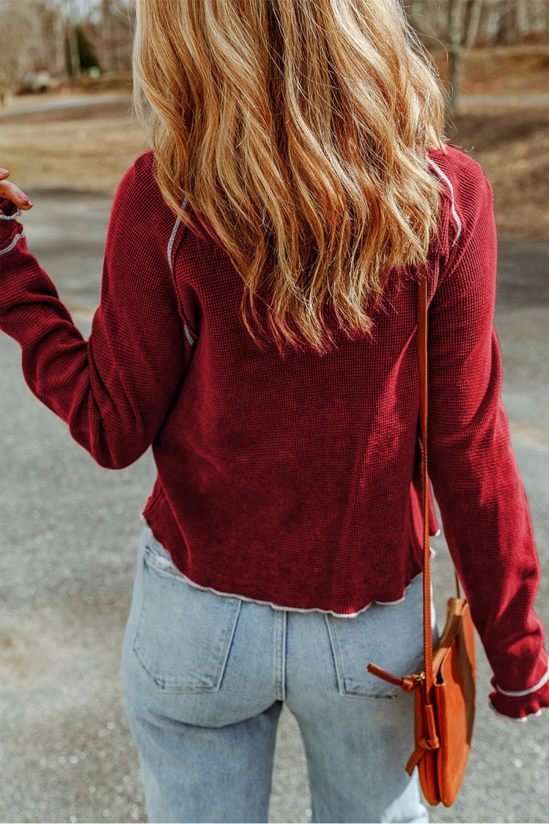 Round Neck Long Sleeve Sweater - CELIVINE