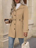 Button Up Long Sleeve Coat - CELIVINE