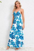 Printed Surplice Maxi Cami Dress - CELIVINE