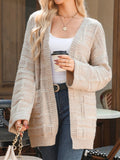 Textured Knit Open Front Cardigan with Pockets - CELIVINE