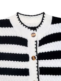 Striped Button - Up Long Sleeve Cardigan - CELIVINE