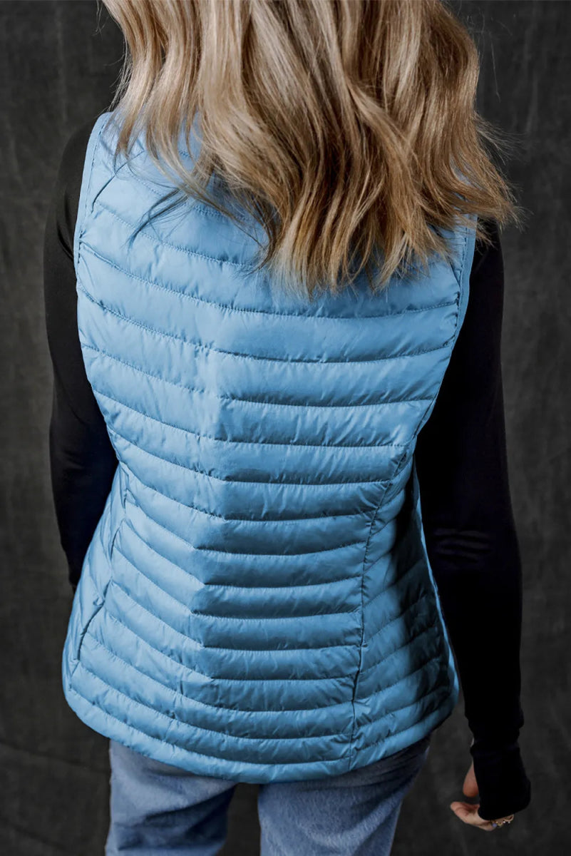 Pocketed Zip Up Vest Coat - CELIVINE