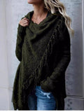 Fringe Long Sleeve Wrap Cardigan - CELIVINE
