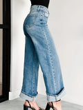 High - Waisted Wide Leg Jeans - CELIVINE