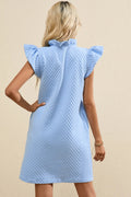 Ruffled V - Neck Cap Sleeve Mini Dress - CELIVINE