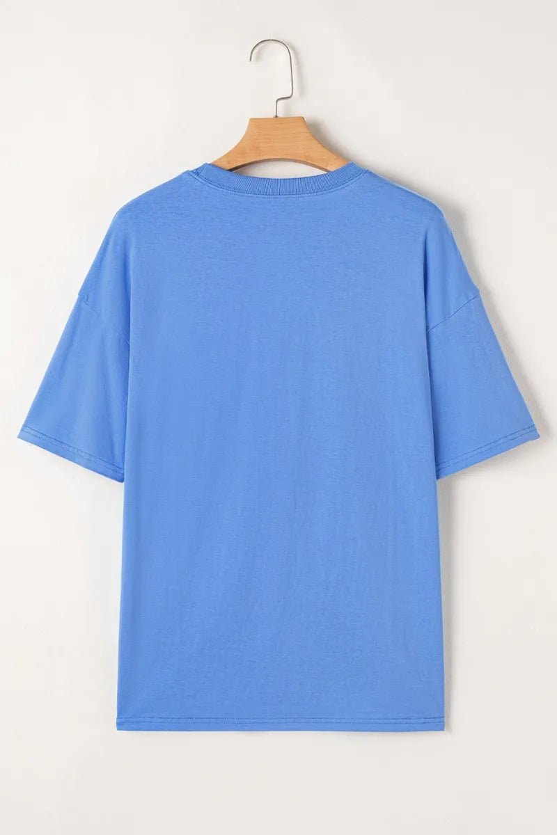 Graphic Round Neck Short Sleeve T-Shirt - CELIVINE
