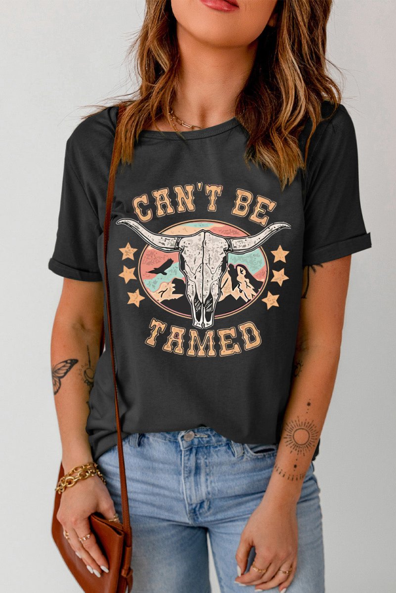 CAN'T BE TAMED Graphic Short Sleeve Tee - CELIVINE