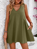 V - Neck Sleeveless Mini Dress - CELIVINE