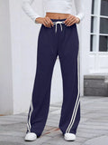 Side Striped Wide Leg Pants - CELIVINE