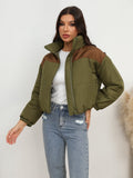 Two - Tone Zip - Up Puffer Jacket - CELIVINE
