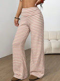 Striped Wide Leg Pants - CELIVINE