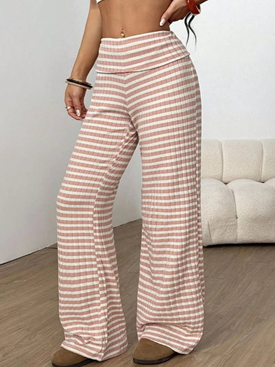 Striped Wide Leg Pants - CELIVINE