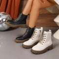 Lace Up Round Toe Boots - CELIVINE