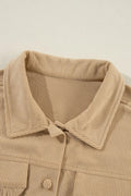 Frill Button Up Long Sleeve Shacket - CELIVINE