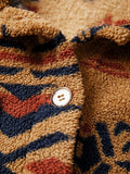 Western Aztec Pattern Fleece Button - Up Shacket - CELIVINE