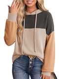 Drawstring Color Block Long Sleeve Hoodie - CELIVINE