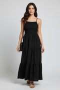 Smocked Tiered Spaghetti Strap Dress - CELIVINE