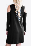Cold - Shoulder Long Sleeve Round Neck Dress - CELIVINE