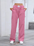 Plaid Wide Leg Casual Pants - CELIVINE