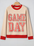GAME DAY Letter Graphic Round Neck Sweatshirt - CELIVINE