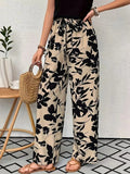 Printed Wide Leg Casual Pants - CELIVINE