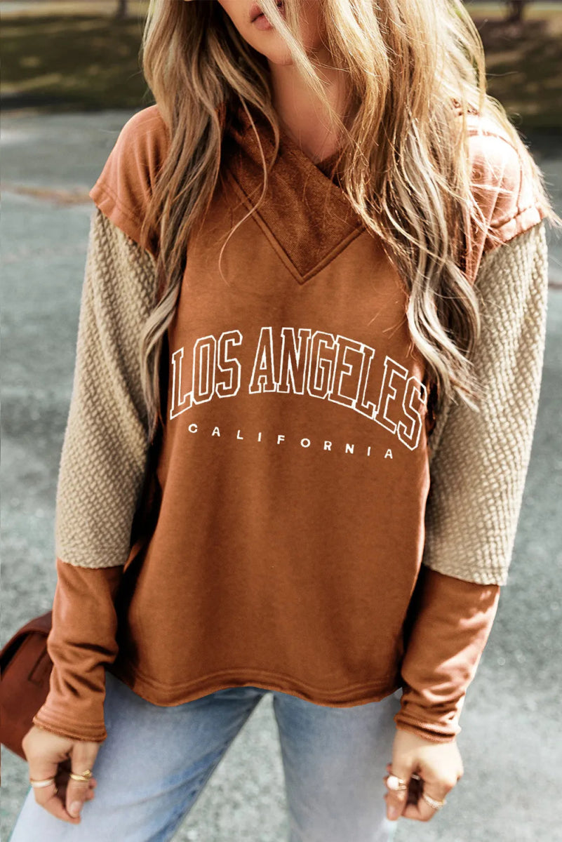 Letter Graphic Long Sleeve Hoodie - CELIVINE