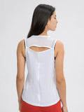 Cutout Back Round Neck Active Tank - CELIVINE