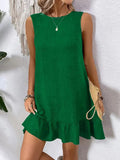 Ruffled Hem Round Neck Sleeveless Dress - CELIVINE