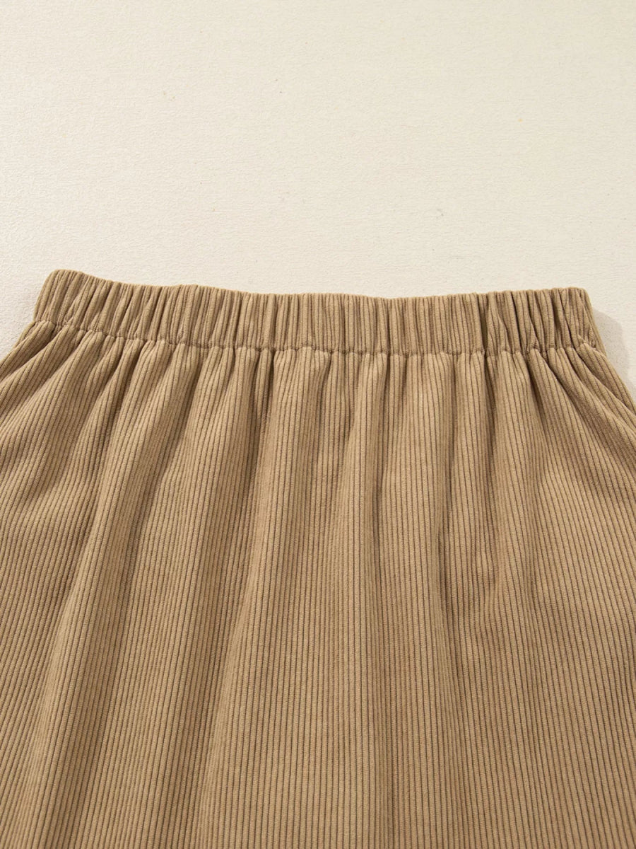Corduroy Buttoned Front Mini Skirt - CELIVINE
