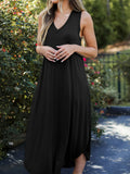 Full Size V - Neck Midi Tank Dress - CELIVINE