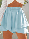 High - Waisted Elastic Waistband Layered Shorts - CELIVINE