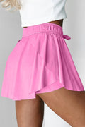 Drawstring High Waist Lined Active Skorts - CELIVINE