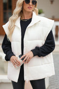 Zip Up Puffer Vest Coat with Pockets - CELIVINE