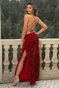 Sequin Backless Split Maxi Dress - CELIVINE