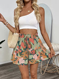 Tropical Print High Waist Shorts - CELIVINE