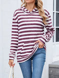 Striped Dropped Shoulder Hoodie - CELIVINE