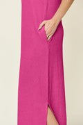 Double Take Full Size Texture Mock Neck Sleeveless Maxi Dress - CELIVINE
