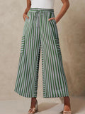 Contrast Striped Wide leg Pants - CELIVINE