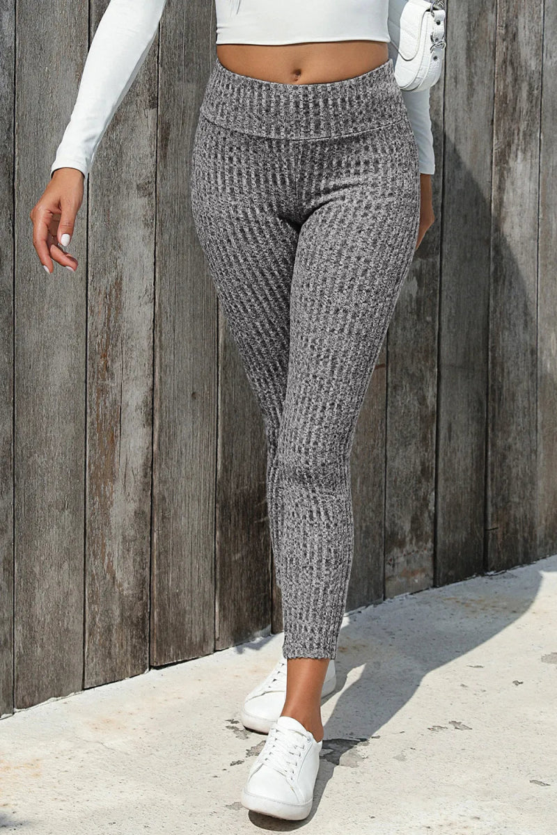 Ribbed High Waist Leggings - CELIVINE