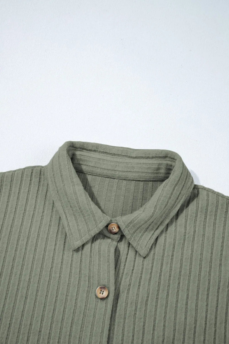 Ribbed Knit Button - Up Cardigan - CELIVINE
