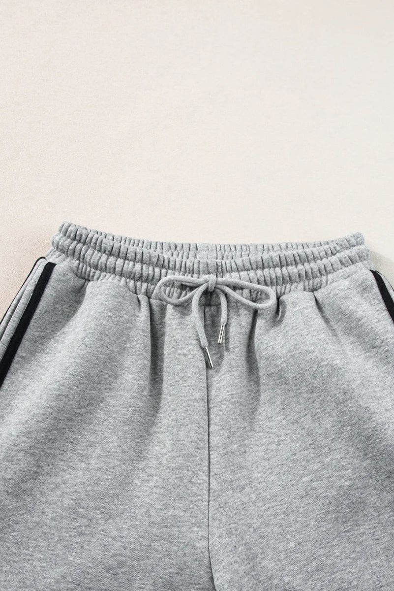 Side Striped Round Neck Top and Pants Active Set - CELIVINE