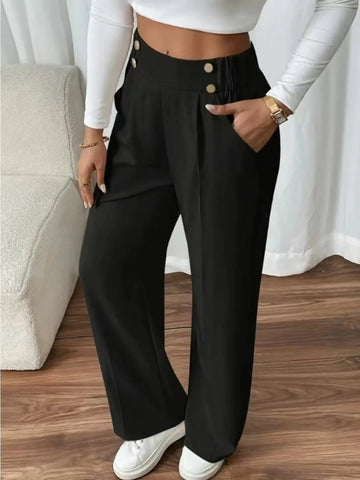 High Waist Wide Leg Pants - CELIVINE