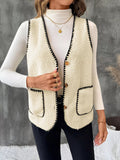 V - Neck Button Up Vest Coat - CELIVINE