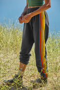 Contrast Striped Elastic Waist Active Pants - CELIVINE