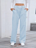Plaid Wide Leg Casual Pants - CELIVINE