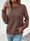Round Neck Long Sleeve Sweater - CELIVINE