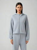 Zip Up Dropped Shouder Active Hooded - CELIVINE