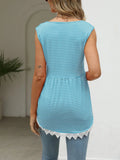 Lace Trim Sleeveless Babydoll Tank Top - CELIVINE