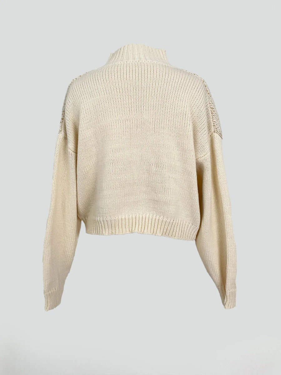 Diamond Pattern Turtleneck Sweater - CELIVINE