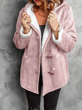 Full Size Cozy Sherpa Lined Toggle Coat with Hood Plus Size - CELIVINE